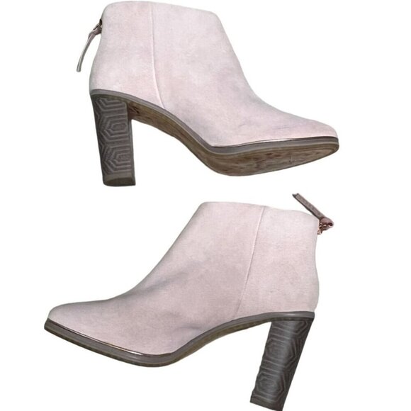 Ted Baker Lorca Pink Suede Ankle Boots Size 40.5 / US 9.5 Rose Gold Detail - Picture 7 of 15